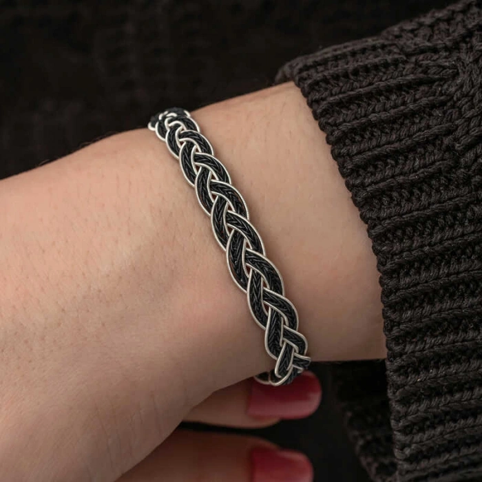 Kadın Gümüş Kazaziye Örgü Bileklik