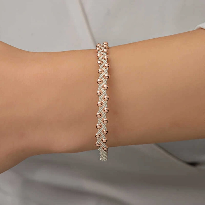 Kadın Gümüş Kazaziye Örgü Bileklik