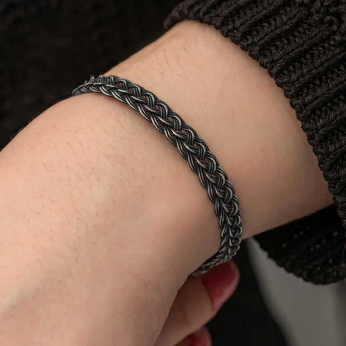 Kadın Gümüş Kazaziye Örgü Bileklik