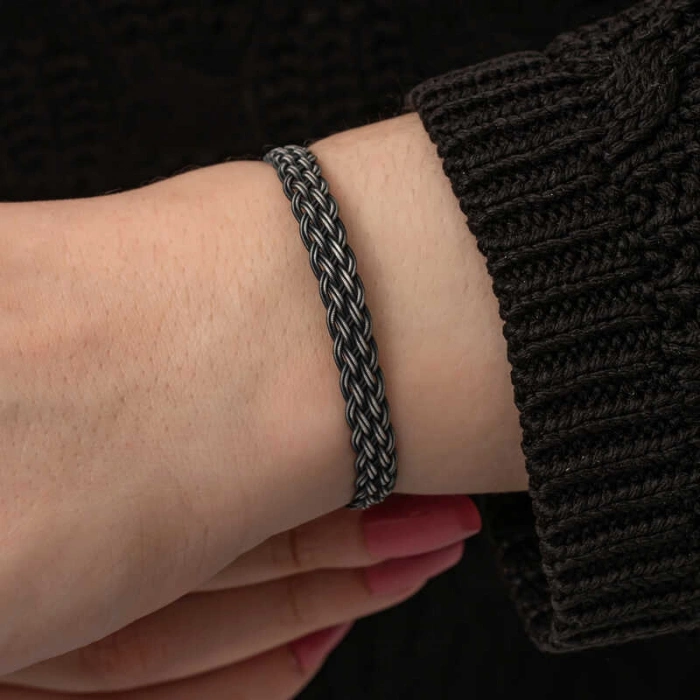 Kadın Gümüş Kazaziye Örgü Bileklik