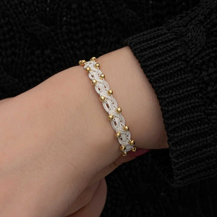 Kadın Gümüş Kazaziye Örgü Bileklik