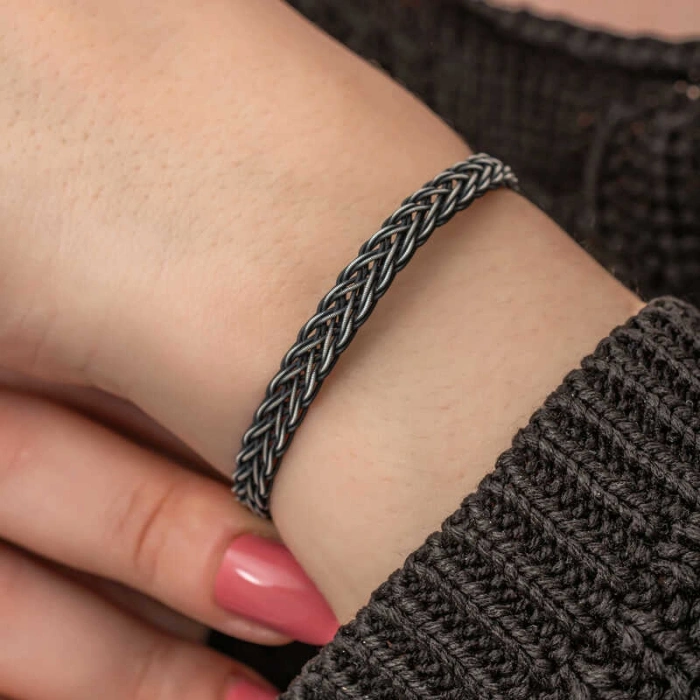 Kadın Gümüş Kazaziye Örgü Bileklik