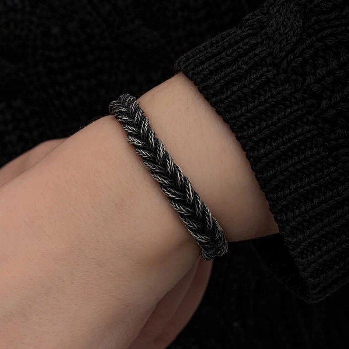 Kadın Gümüş Kazaziye Örgü Bileklik