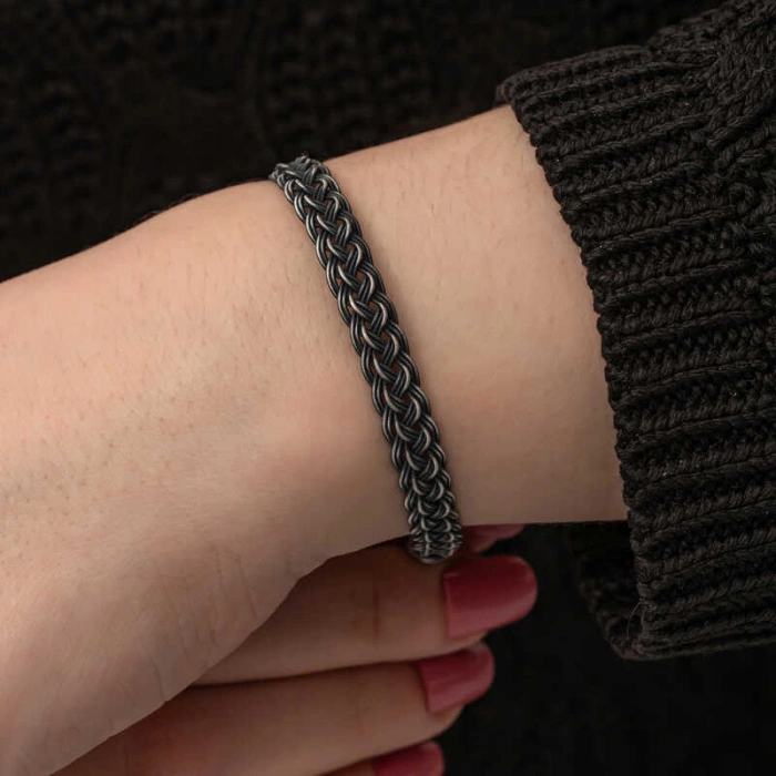 Kadın Gümüş Kazaziye Örgü Bileklik