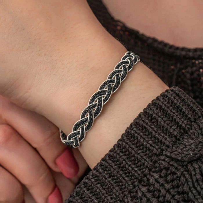 Kadın Gümüş Kazaziye Örgü Bileklik