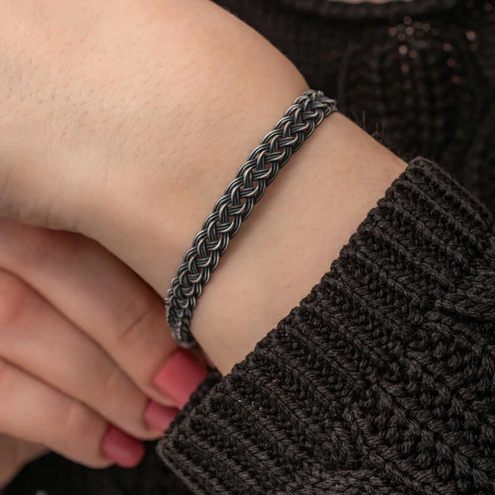 Kadın Gümüş Kazaziye Örgü Bileklik