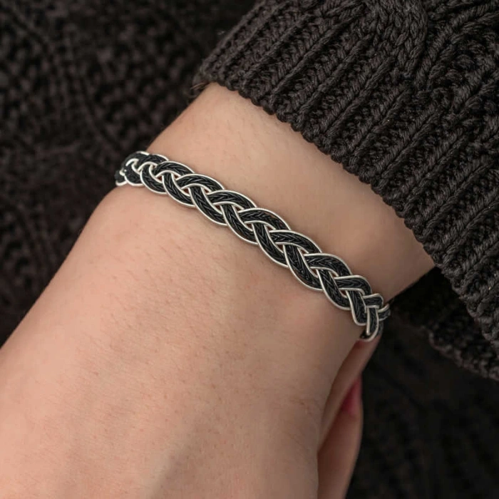 Kadın Gümüş Kazaziye Örgü Bileklik