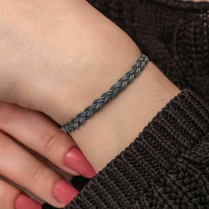 Kadın Gümüş Kazaziye Örgü Bileklik