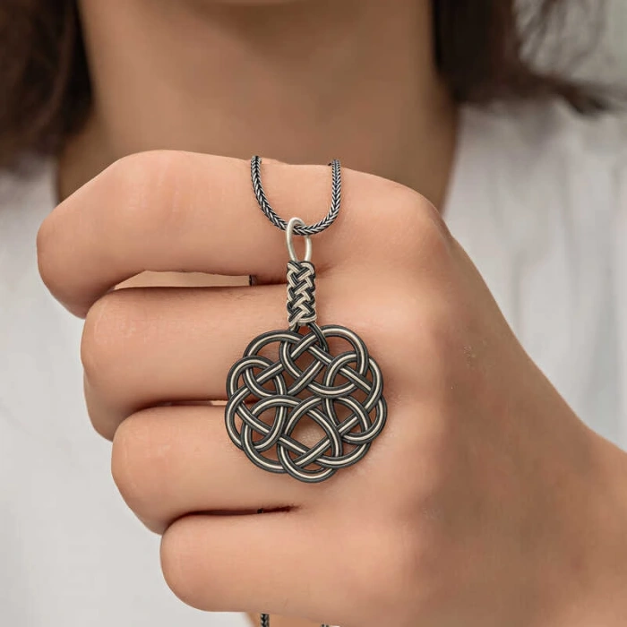 Kadın Gümüş Kazaziye Örgü Kadın Kolye