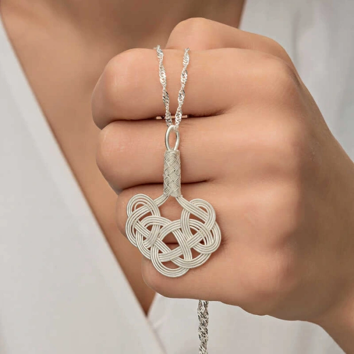 Kadın Gümüş Kazaziye Örgü Kadın Kolye