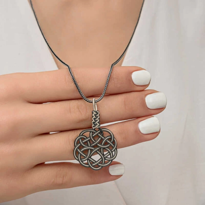 Kadın Gümüş Kazaziye Örgü Kadın Kolye