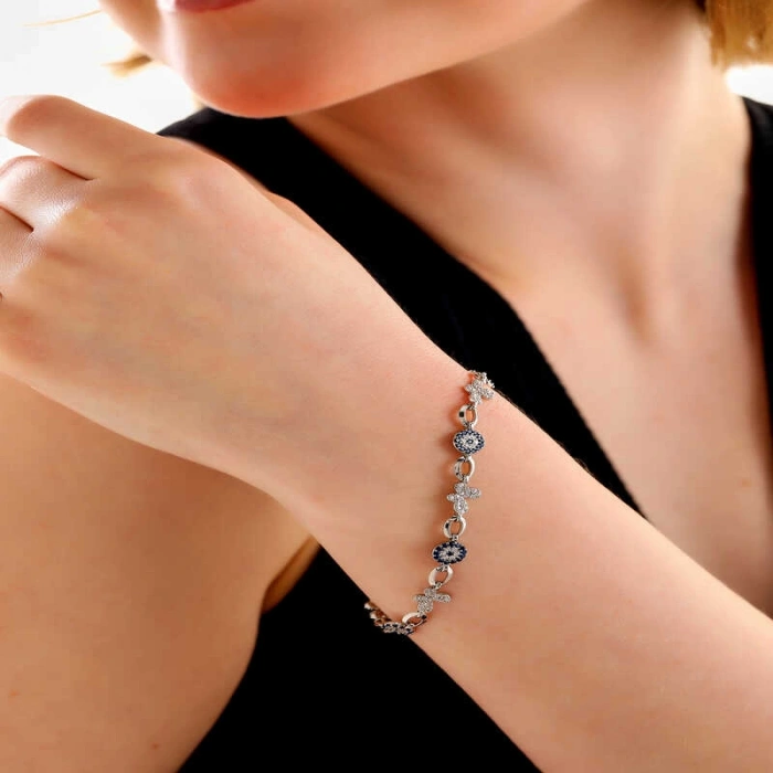 Kadın Gümüş Kelebek Nazar Kadın Bileklik