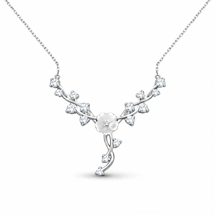 Kadın Gümüş Manolya Çiçeği Sarmaşık Kadın Kolye