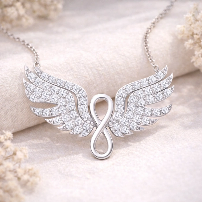 Kadın Gümüş Melek Kanadı Sonsuzluk Kadın Kolye