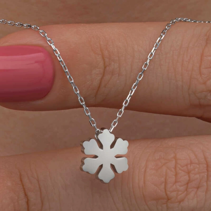 Kadın Gümüş Minimal Kar Tanesi Kadın Kolye