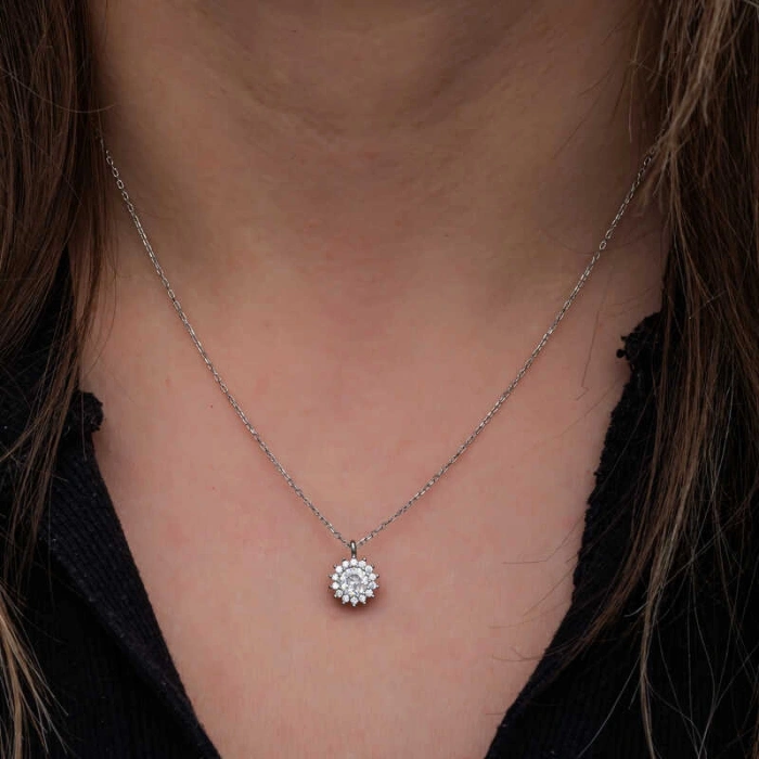 Kadın Gümüş Minimal Yuvarlak Anturaj Kadın Kolye