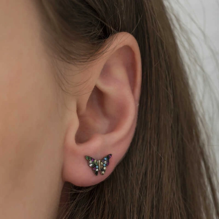 Kadın ​Gümüş Mix Kelebek Küpe