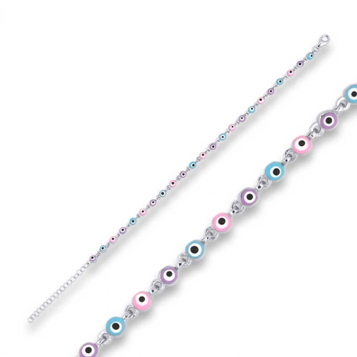 Kadın ​Gümüş Nazar Boncuklu Bileklik