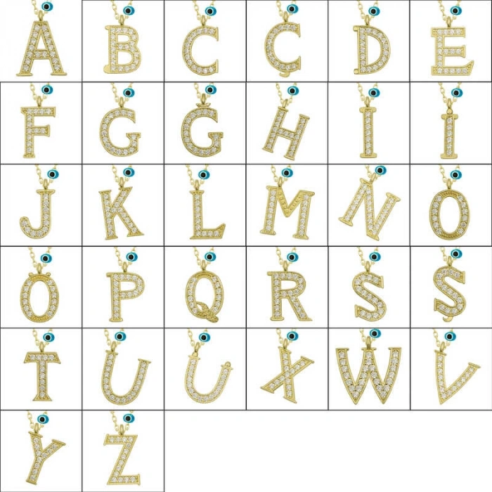 Kadın Gümüş Nazar Gold H Harfi Kadın Kolye