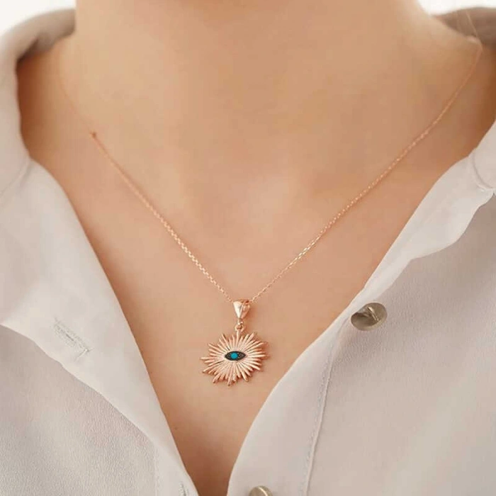 Kadın Gümüş Nazar Göz Bayan Kolye