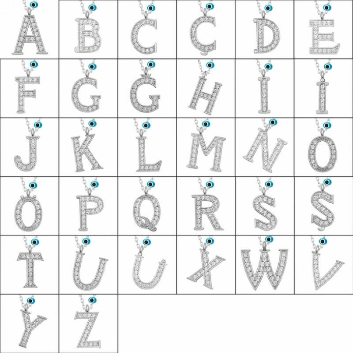 Kadın Gümüş Nazar Rodyum İ Harfi Kadın Kolye