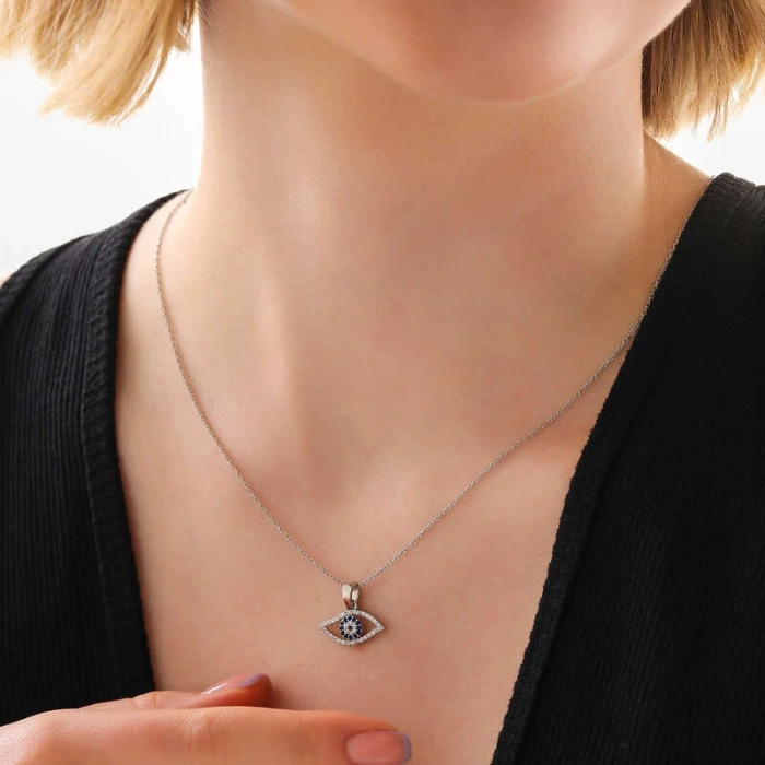 Kadın Gümüş Nazarlı Göz Kadın Kolye