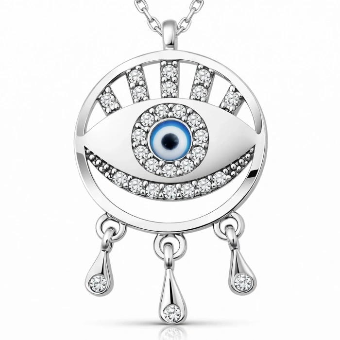 Kadın Gümüş Nazarlı Göz Kolye