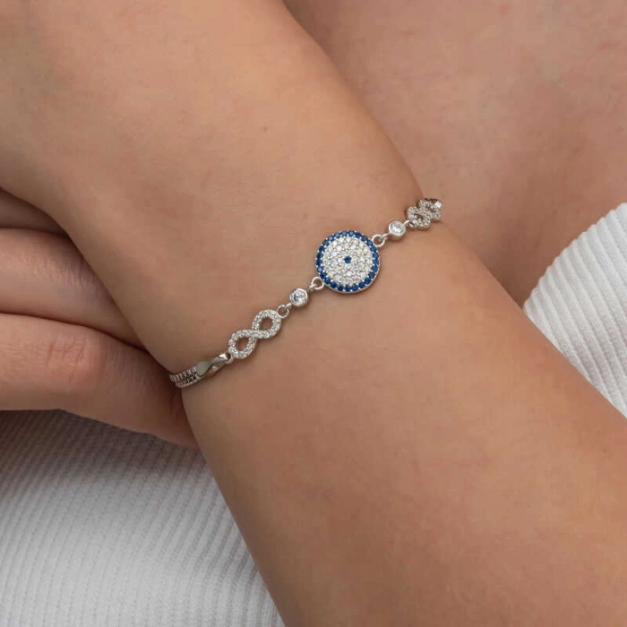 Kadın Gümüş Nazarlı Sonsuzluk Kadın Bileklik