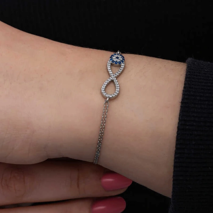 Kadın Gümüş Nazarlı Sonsuzluk Kadın Bileklik