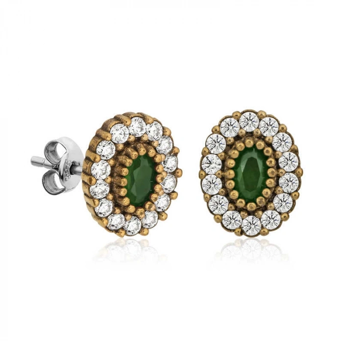 Kadın Gümüş Otantik Oval Çivili Bayan Küpe