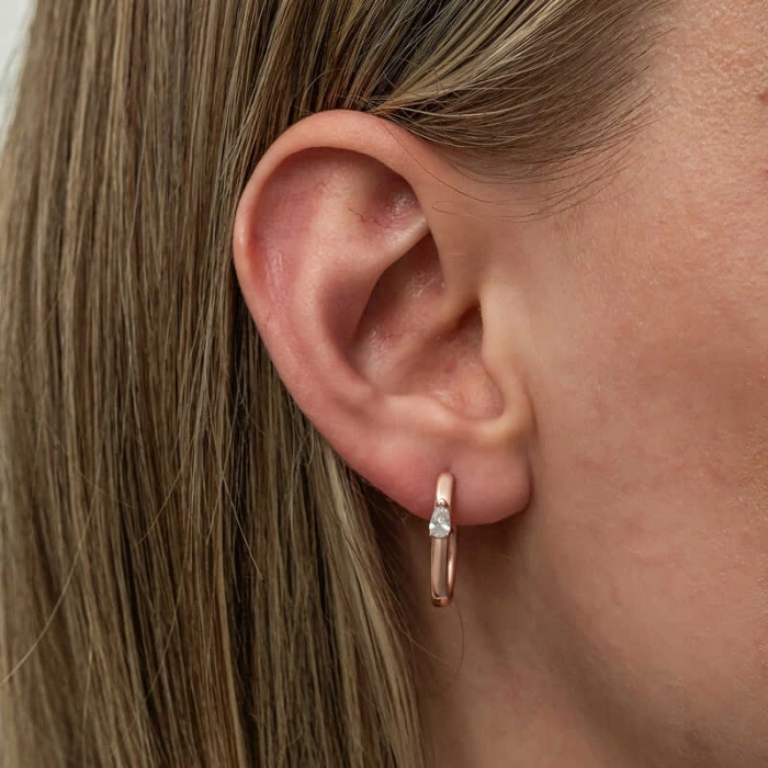 Kadın Gümüş Oval Damla Taşlı Kadın Küpe