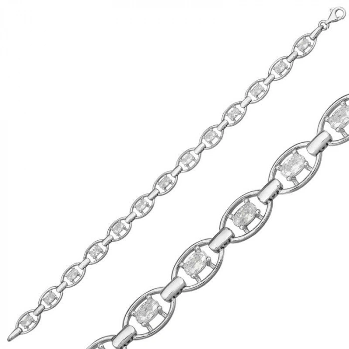 Kadın Gümüş Oval Su Yolu Bayan Bileklik