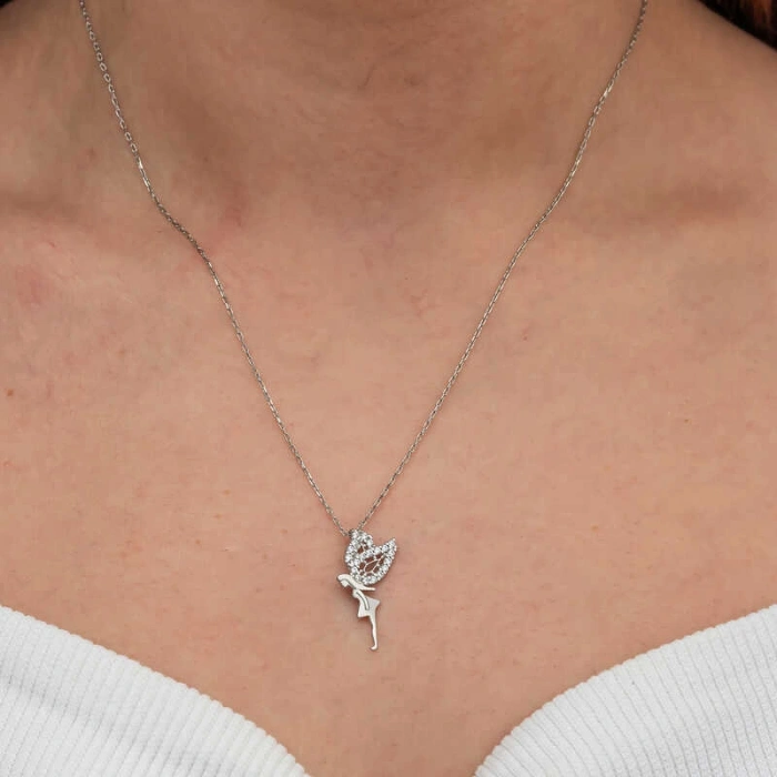 Kadın Gümüş Peri Kızı Kadın Kolye