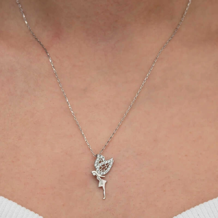 Kadın Gümüş Peri Kızı Kadın Kolye