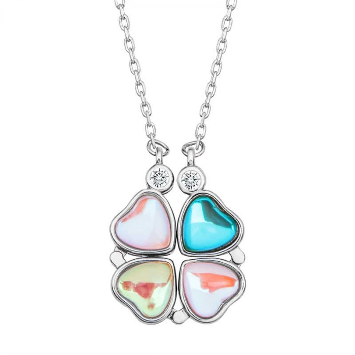 Kadın Gümüş Renkli Açılabilen Yonca Kadın Kolye