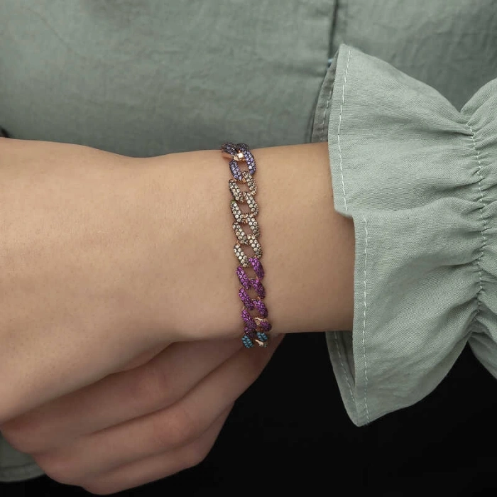 Kadın Gümüş Renkli Taşlı Gurmet Bayan Bileklik