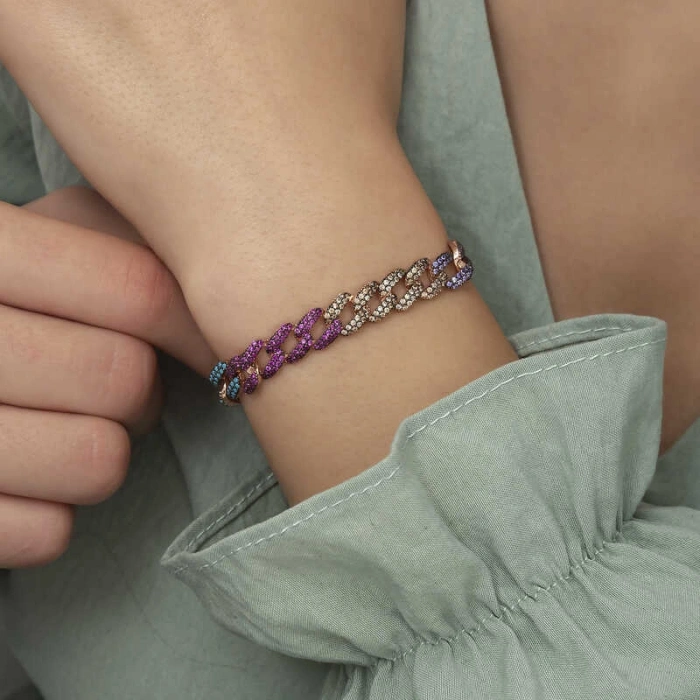 Kadın Gümüş Renkli Taşlı Gurmet Bayan Bileklik