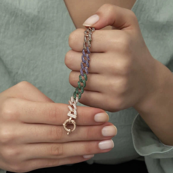 Kadın Gümüş Renkli Taşlı Gurmet Bayan Bileklik