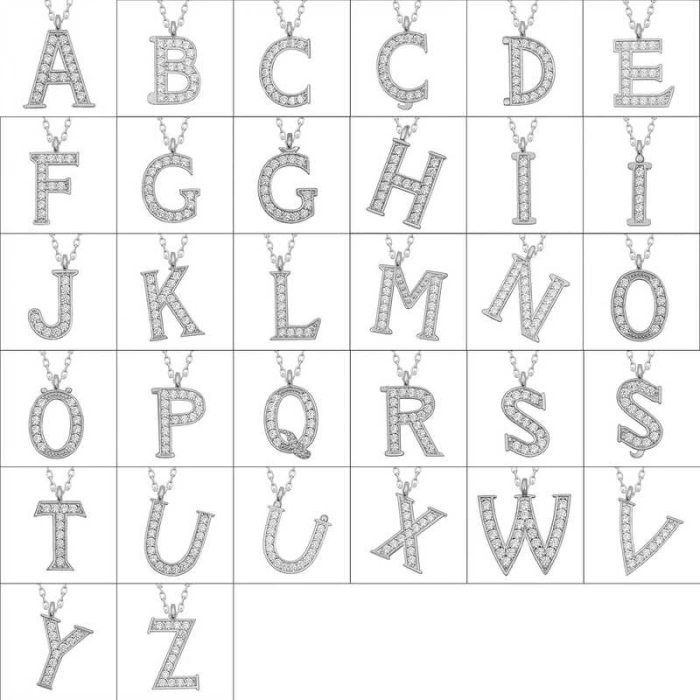 Kadın Gümüş Rodyum C Harfi Kadın Kolye