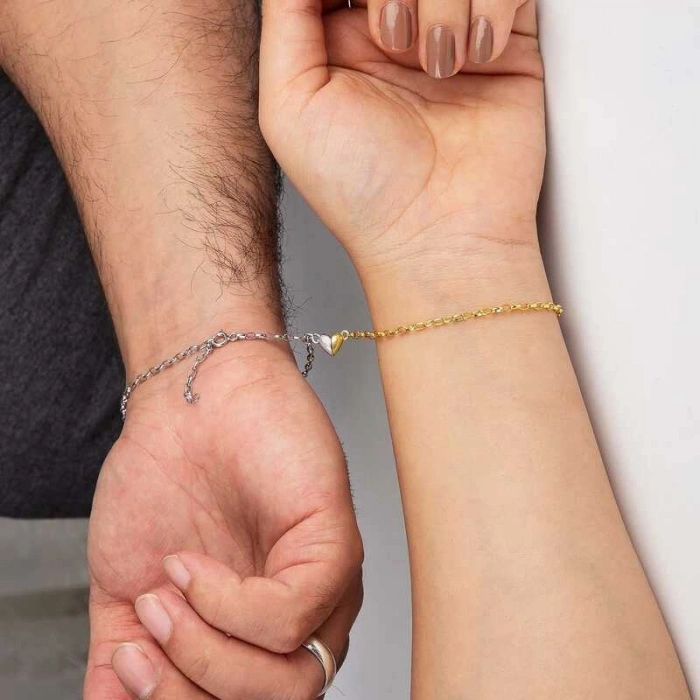 Kadın Gümüş Rodyum Gold Çift Kalpli Aşk Bileklik