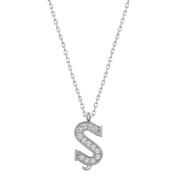 Kadın Gümüş Rodyum Ş Harfi Kadın Kolye