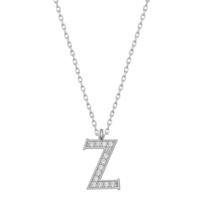 Kadın Gümüş Rodyum Z Harfi Kadın Kolye