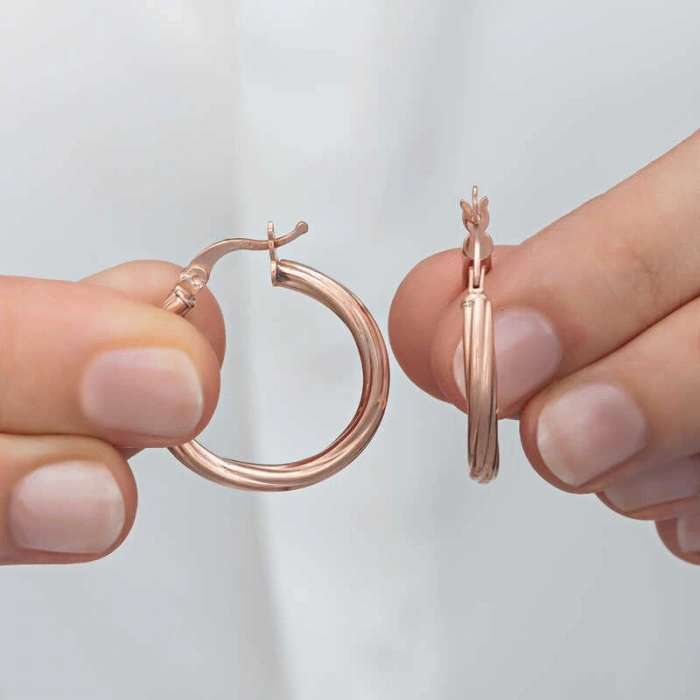 Kadın Gümüş Rose 3 mm Burgu Şarnel Küpe
