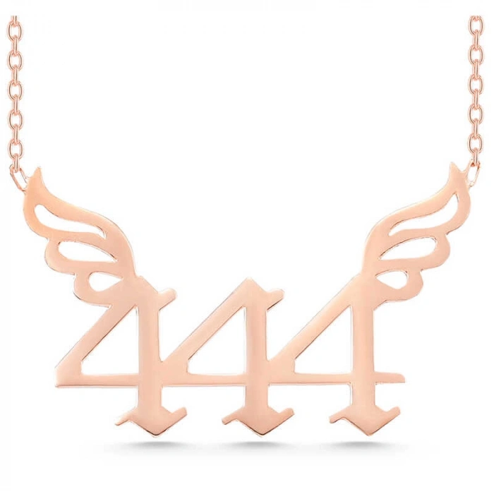 Kadın Gümüş Rose 444 Melek Sayısı Kadın Kolye