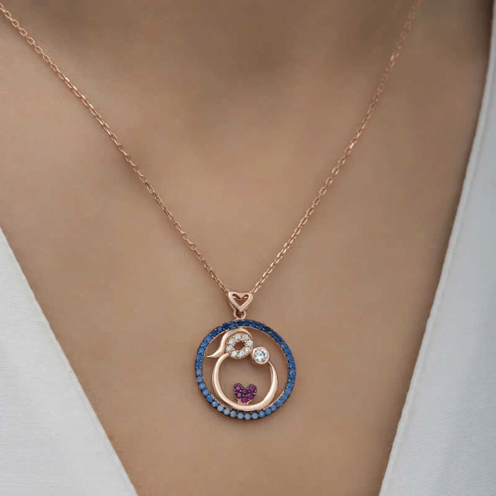 Kadın Gümüş Rose Anne Ve Bebek Sevgisi Bayan Kolye