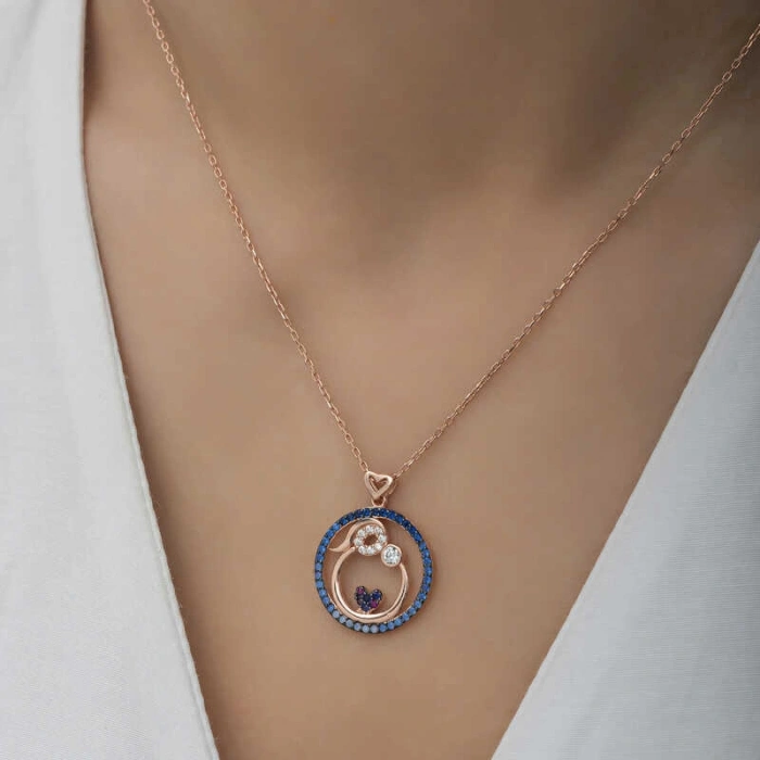 Kadın Gümüş Rose Anne Ve Bebek Sevgisi Bayan Kolye