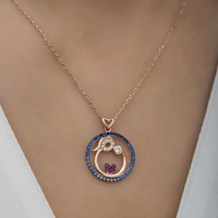 Kadın Gümüş Rose Anne Ve Bebek Sevgisi Bayan Kolye