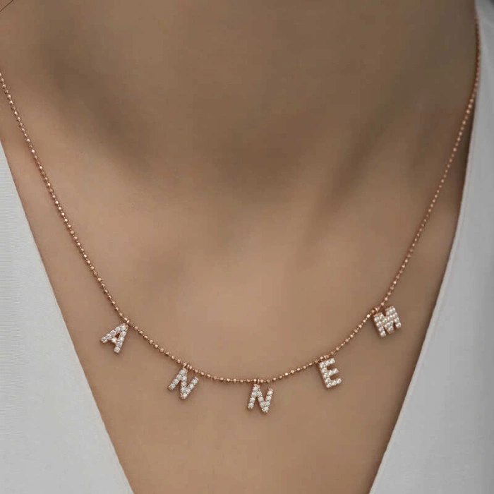 Kadın ​Gümüş Rose Annem Yazılı Bayan Kolye