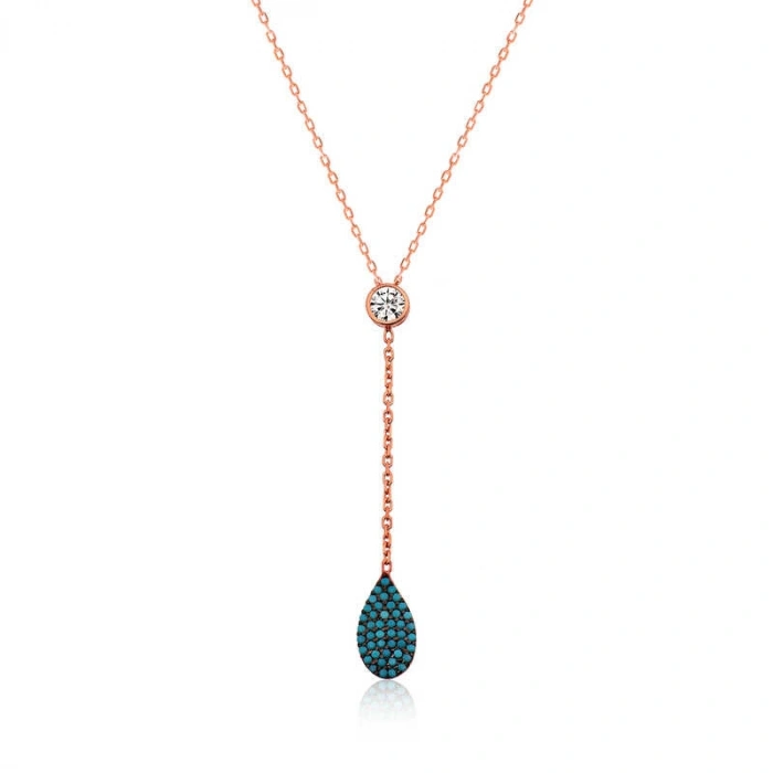 Kadın Gümüş Rose Aşk Damlası Bayan Kolye