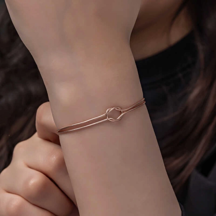 Kadın Gümüş Rose Aşk Düğüm Kadın Bileklik